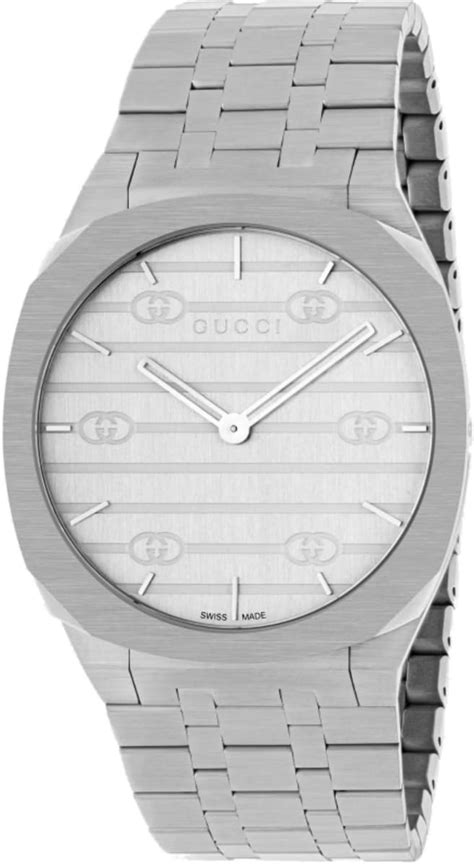 gucci ya163407|Gucci 25H 38mm Steel and Silver Thin Watch YA163407 .